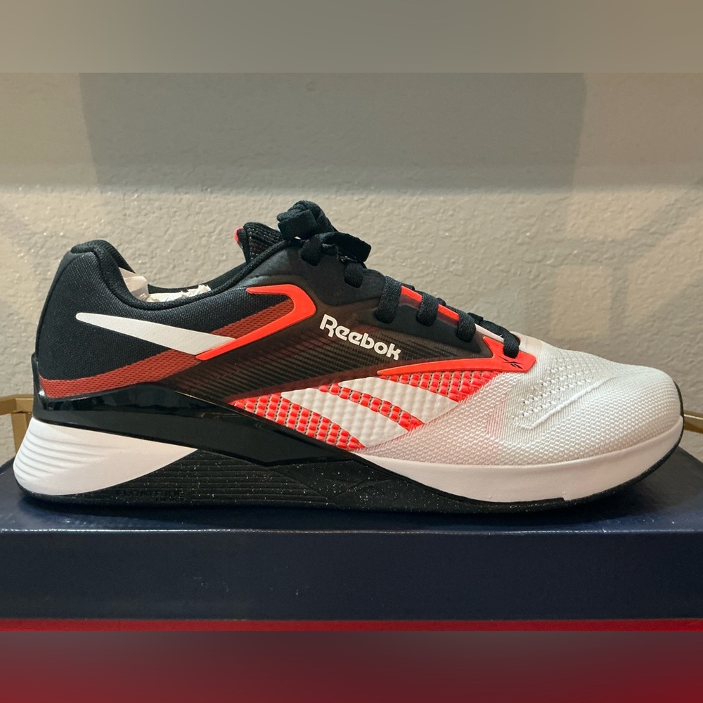 Reebok Black and Fluorescent Orange Athletic Sneakers